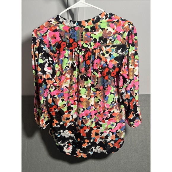 Cocomo Petite PS Blouse Womens Multi-Color Abstract Print Roll-Tab Sleeve - Picture 7 of 7